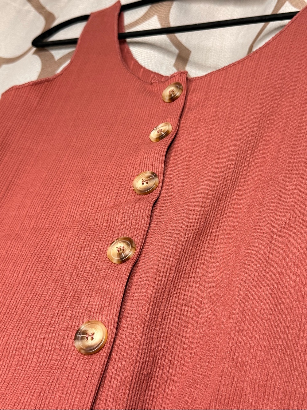 O'Neill Rust Coral Ribbed Button Tank - Picture 3 of 5